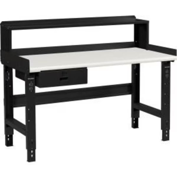 72 x 36 Adj Height Workbench w/Drawer Riser, BK- Plastic Laminate Safety Top, Global Equipment, Mfr#: 183992BBK